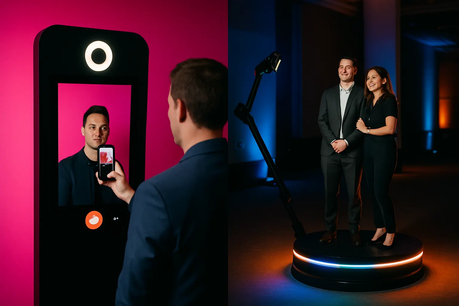Location videobooth Paris — L'animation vidéo événementielle qui fait le buzz 2 Comparatif videobooth vs photobooth 360° — différences et usages pour événement d'entreprise