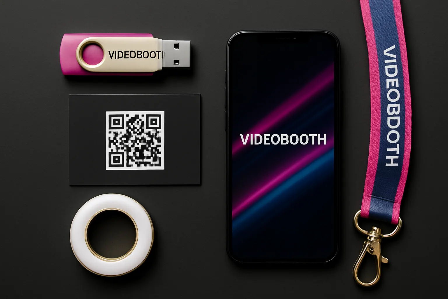 Location videobooth Paris — L'animation vidéo événementielle qui fait le buzz 4 Accessoires videobooth événementiel : QR code, partage instantané, contenu brandé — Flash Events Paris